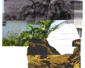 Landscape travel escapism theme collage a4 print. holiday scene colours.geography travel bon voyage gift.
