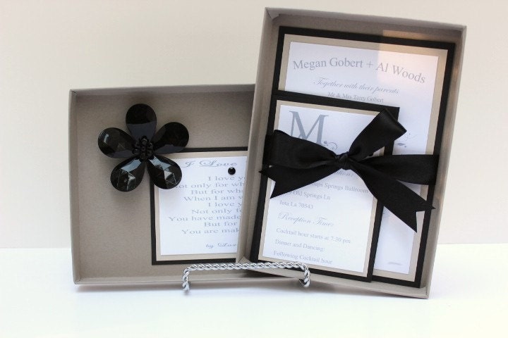 Wedding Invitations Box Black Grey White