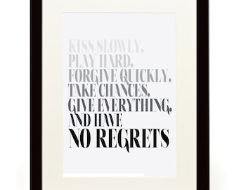 Kiss Slowly - Typography Poster - A4 / 11.7 x 8.3 inches