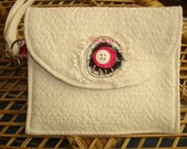 wristlet/wallet, coin purse, travel pouch, micro purse, ipod holder, cell phone holder, ID/credit card holder, white, lady bugs