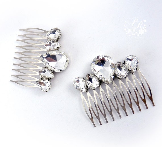 Wedding Hair Comb Clear Crystal teardrop Style Bridal hair tiara comb Wedding Hair accessory