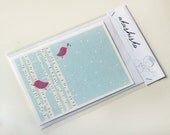 greeting card A6 (4.1 x 5.8) cute animal illustration of birds, singing songs in winter, with snow flakes, perfect as little gift