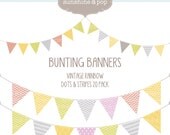 INSTANT DOWNLOAD - 20 Vintage Bunting Banner Digital Clip Art - for scrapbooking, cards, stationary, invitations, and all paper crafts Il_170x135