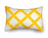 SALE. Trellis Pillow Yellow Lattice with insert 12X18 inch