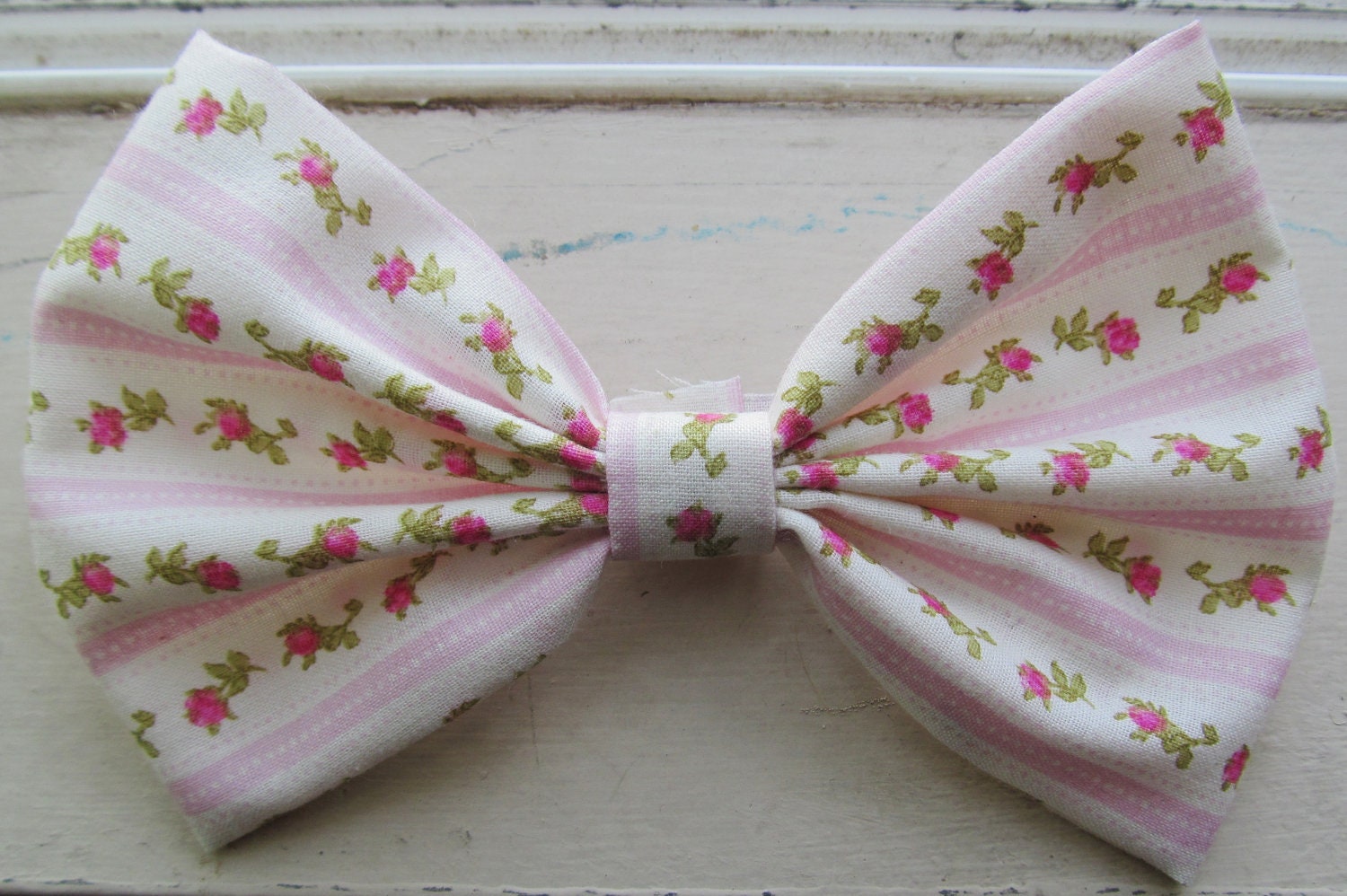 Victorian Rose and Pink Vintage Hair Bow