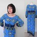 SALE Vintage 1960's Dress/ Maxi Dress/ Psychedelic/ Bold Print/ Paisley/ Lace up/ Corset Top/ Puff Sleeves/ Small