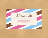 Printable Business Card Calling Card Mommy Card - Diagonal Stripes Fun