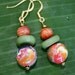 Multicolor Swirl Polymer Clay Dangle Earrings in Orange, Yellow, and Green