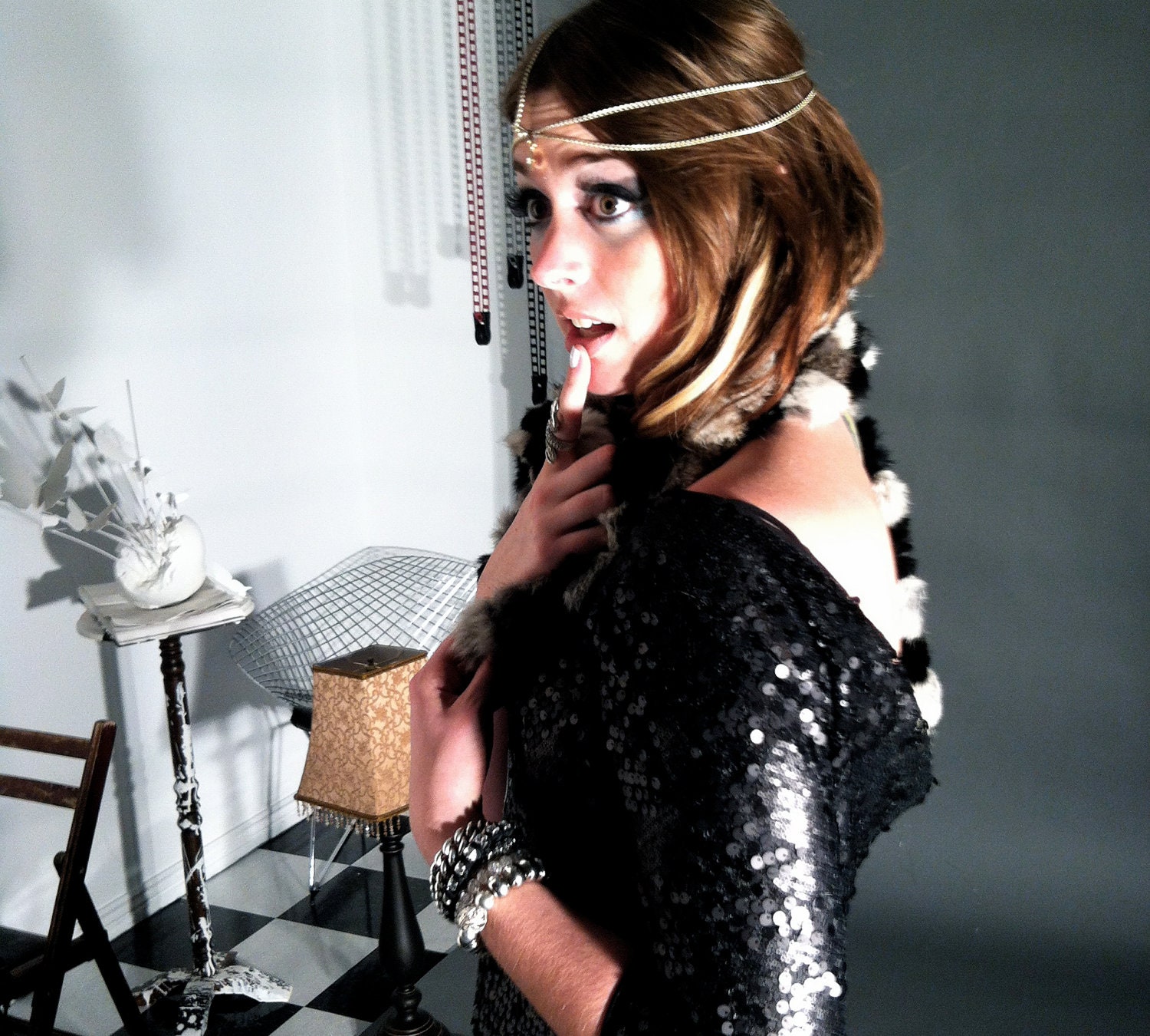 Silver Head Piece -- Gypsy Headdress -- Please - NOTE HEAD MEASUREMENT