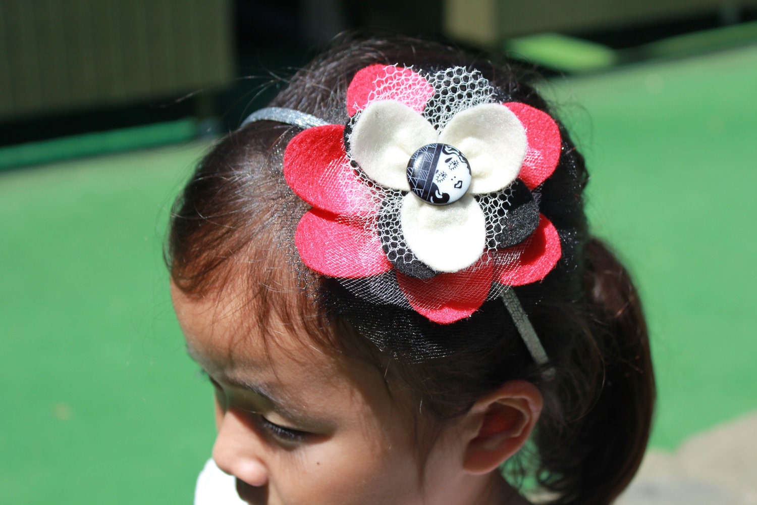 Handmade hair accessory Felt&Lace  Flower Headband - Artmoderncolor / Toddler to Adult sizes
