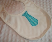 Personalized Neck Tie Bib- Teal Stripes