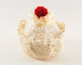 Lace Cupcake Trinket and Keepsake Box with Secret Compartment- Quirky and Cute gift made with Lace, Doily & Pom Pom Cherry