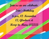 Adult birthday invitation and Thank you card Printable Colorful