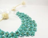 Turquoise Peter Pan Collar, Collar Necklace, Beads, Handsewn Beaded, Detachable Collar