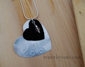 Recycled Aluminum and Black Suede Necklace - OXOX Heart