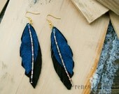 Chocolate Brown and Teal Leather Earrings
