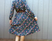 1980s vintage Tog Shop floral long-sleeved a-line dress