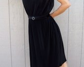 1960s Vintage Koret of California accordion pleated black dress