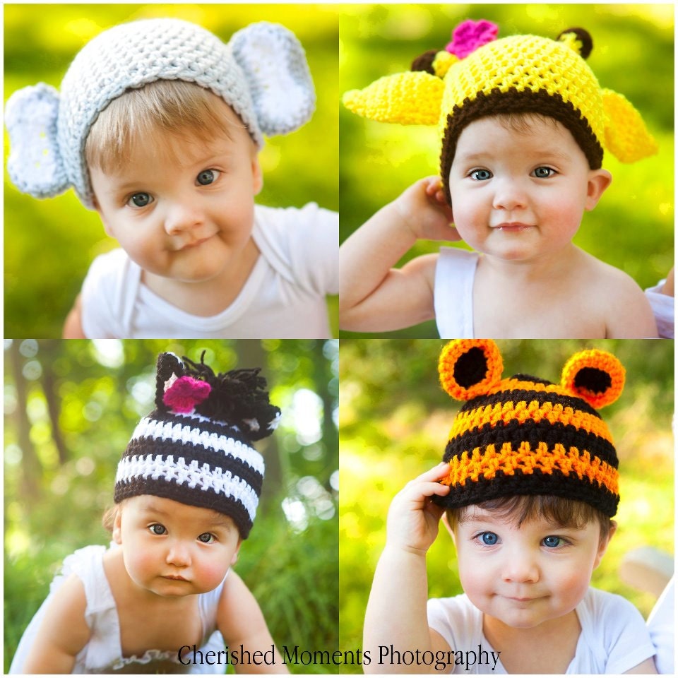 PATTERN Zoo Animal Hats - Crochet
