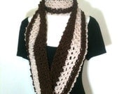 Oatmeal and Brown Infinity Scarf - Cowl - Womens - By Peaces of Scrap