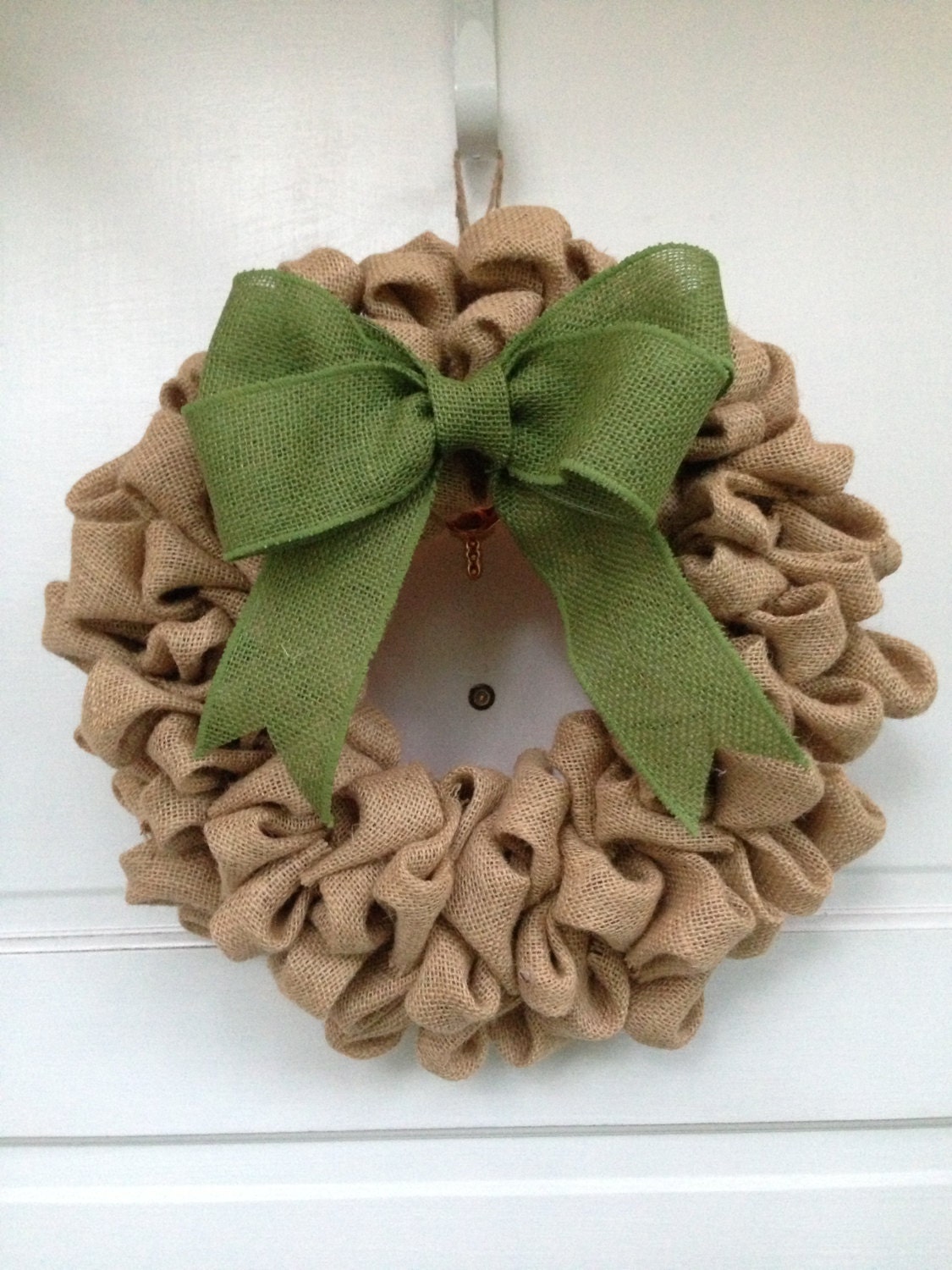 12" Light Brown Burlap Wreath with Burlap Bow
