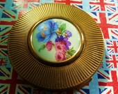 Vintage 1950s Mascot  powder compact pocket mirror bridesmaids compact gift pocket mirror floral powder compact