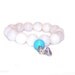 Magnesite Blue Green BoHo Snow Quartz Natural White Round Bohemian Stretch Stacking Bracelet Heart Charm
