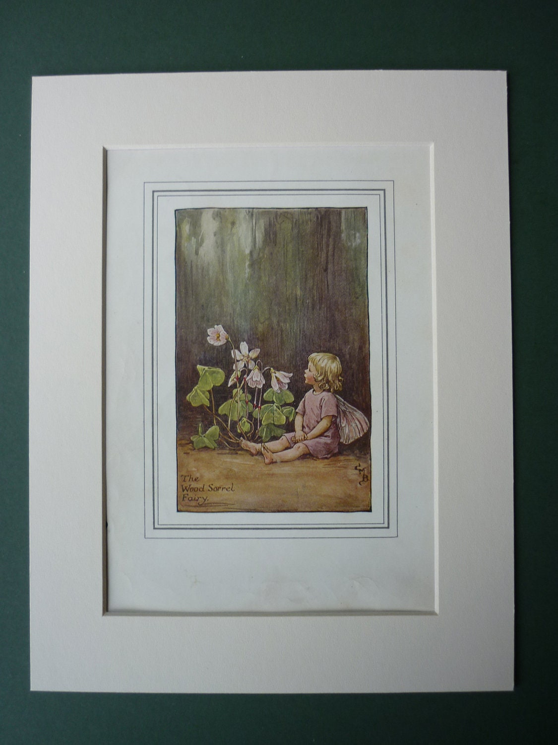 Wood Sorrel Fairy By Cicely Mary Barker, 1923 Print - Flower Fairies Of Spring - Matted Ready To Frame - Faerie - Nature - Pixie - Garden