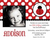 Lady Bug Birthday Party Invitation - Personalized - Digital You Print File - Any Age