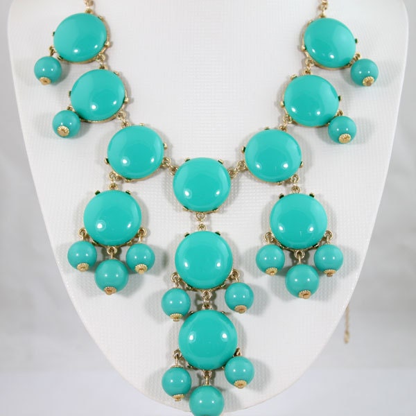 Charms Smooth Turquois Bubble  Necklace,Turquoise Green Necklace,Handmade Bib Necklace,Statement  Bubble Necklace-BN0145