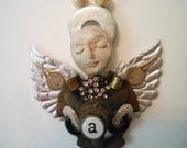 Vintage Jewelry Wall Art, Costume Jewelry Wall Art, Angel Wall Decor, angel decoration, angel gift, assemblage, art doll, mixed media