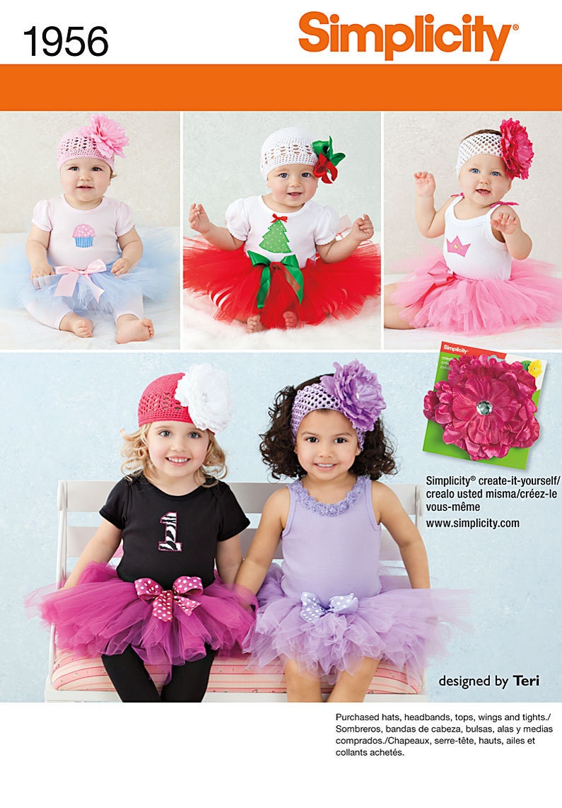 Simplicity Sewing Pattern Size A XS,S,M,L, Babies TuTu and Appliques, Babies Costume