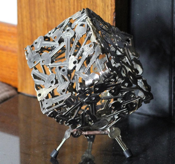 Key Cube sculpture, Metal sculpture ornament