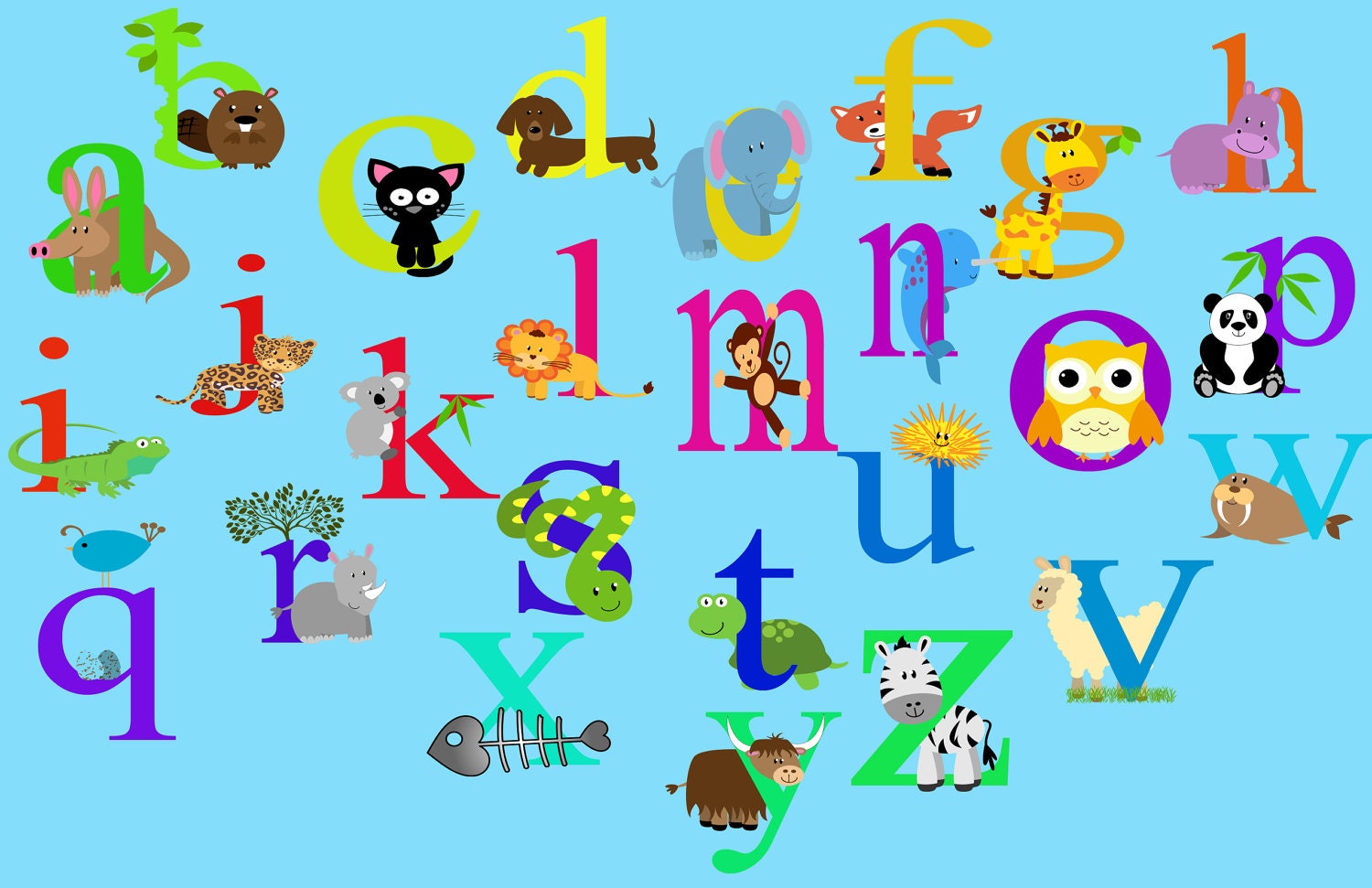 Alphabet Animal - Kids Personalized Placemat 11 x 17