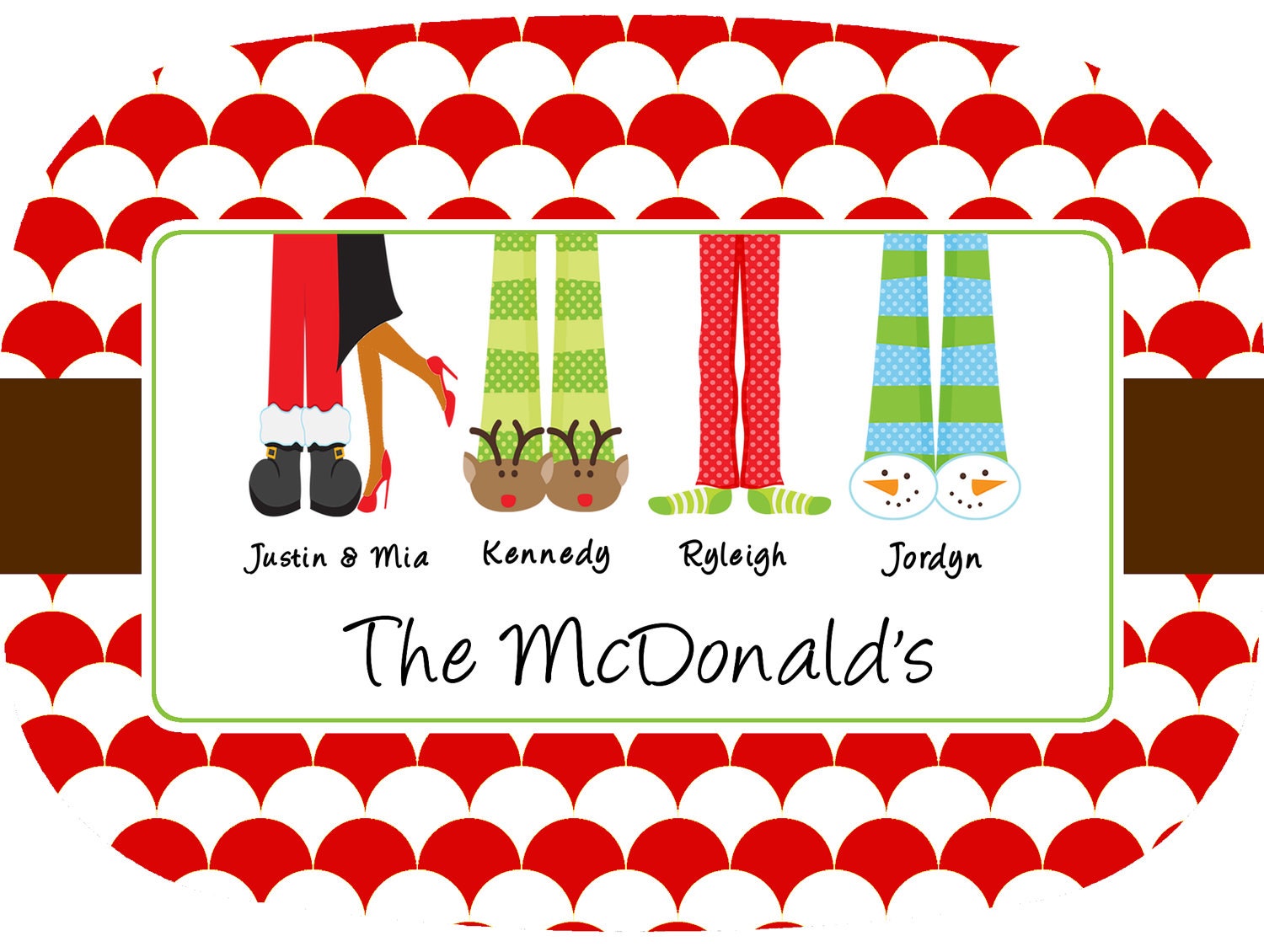 Christmas Serving Platter, Holiday Feet 14x11 Personalized Platter, Personalized Melamine Platter