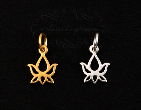 ADD A CHARM . Lotus Flower Bud Charm Bracelet Charm Necklace Charm . CHOICE of Sterling Silver or 24k Gold Flower . Yoga Spiritual Buddhism