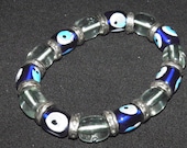 Blue & Clear Green Evil Eye Bracelet