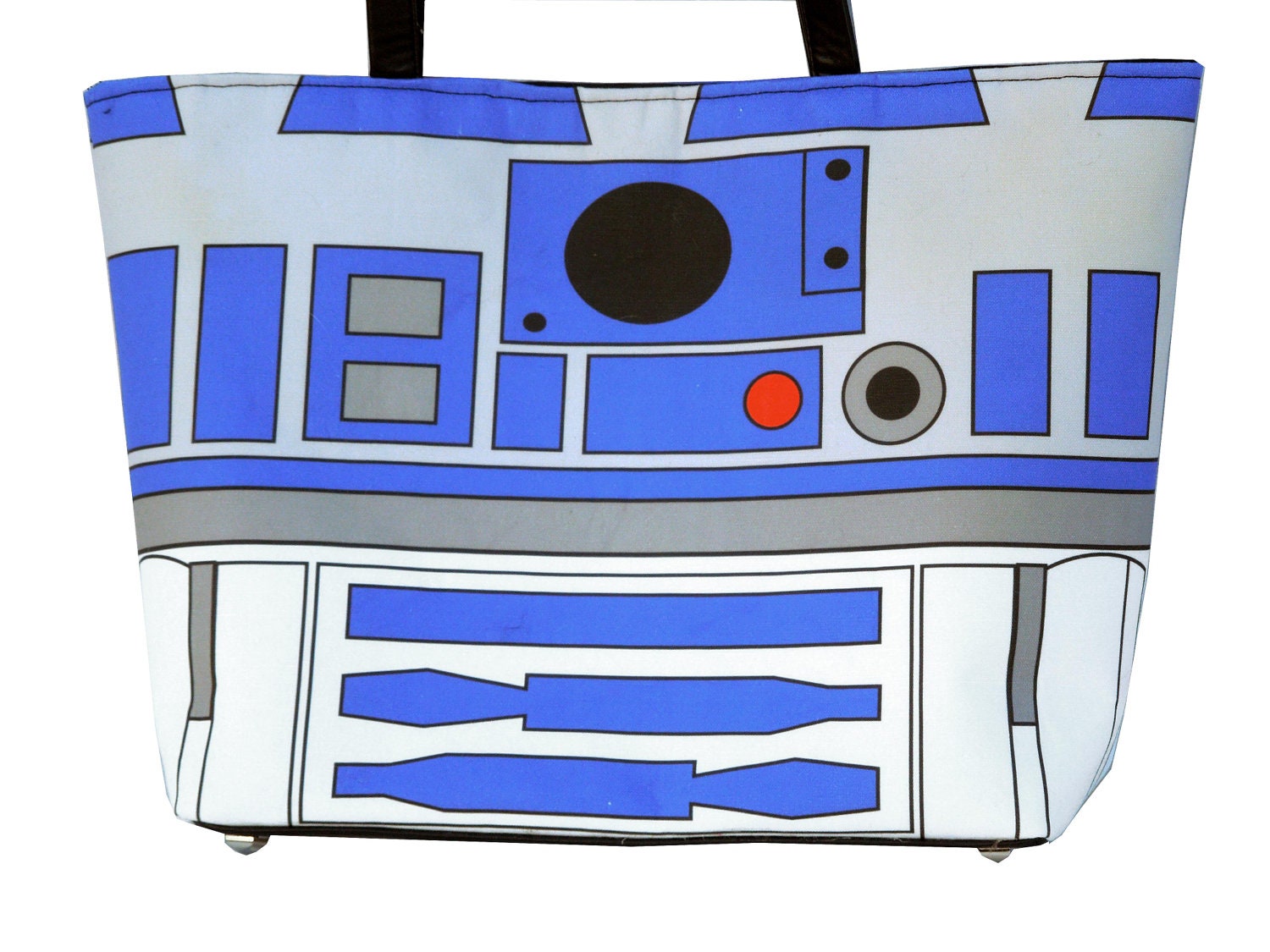 Large Printed Star Wars R2D2 Handbag with Silver Studded Hardware and Snap Closure