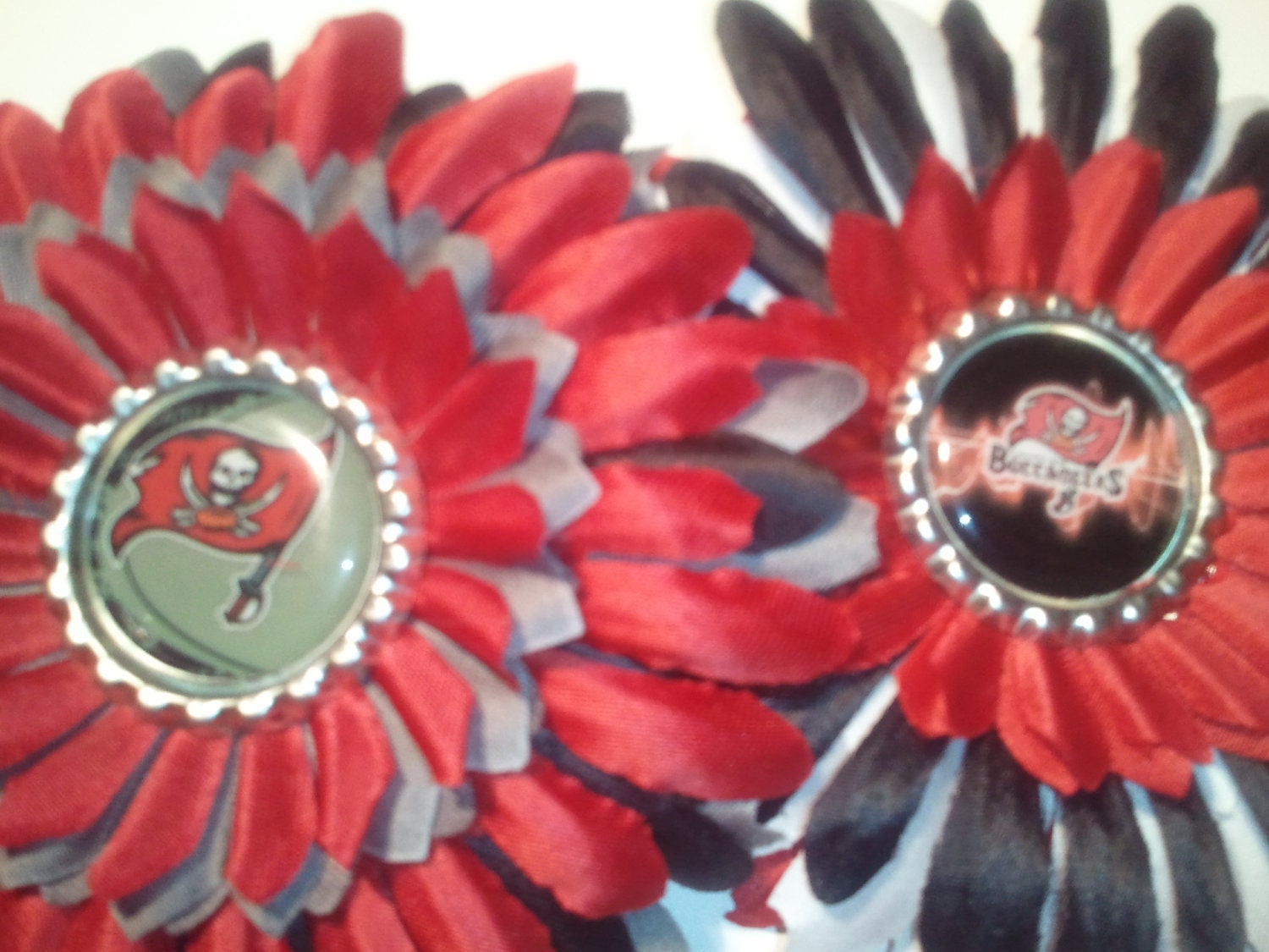 Tampa Bay Buccaneers NFL team flower hair clip/barrett headband Maroon/Yellow Green/Black/White