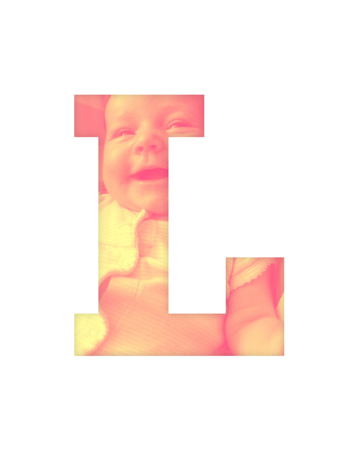 Uppercase "L" photo and letterform - custom colour