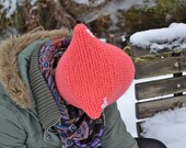 SALE Cat ear hat GODDESS BAST  hat in hot pink lace fleur de lys beanie animal winter hat