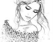 Original Watercolor Fashion Illustration Modern Art Painting titled Life In Love