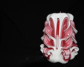Hand Carved Candle - Rose and Mauve Cut and Curl Candle