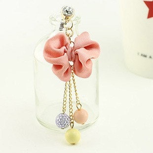 Earphone Jack Red Bow Colored Small Beads / Cell Charms / Dust Plug / Ear Jack For Iphone 4 4S / iPad / iPod Touch / Other 3.5mm Ear Jack