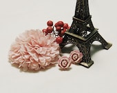 pompom - hair flower ponytail. lovely gift for girls, cute baby pink, bracelet