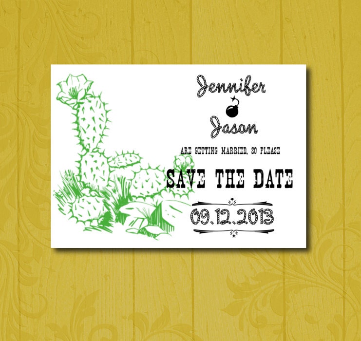 Printable Desert Cactus Southwestern Save the Date Card- DIY -Wedding-Print you own