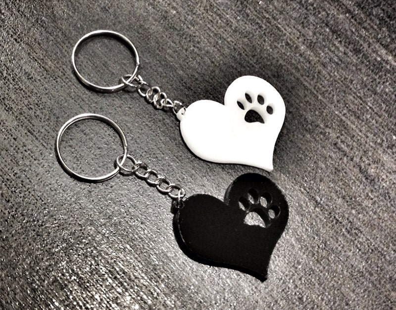 Heart w/ Paw Print Cutout Keychain 10% Proceeds to Pit Bull Organization