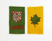 Vintage Satin Ribbon Labels Canada - Maple Leaf & Coat of Arms