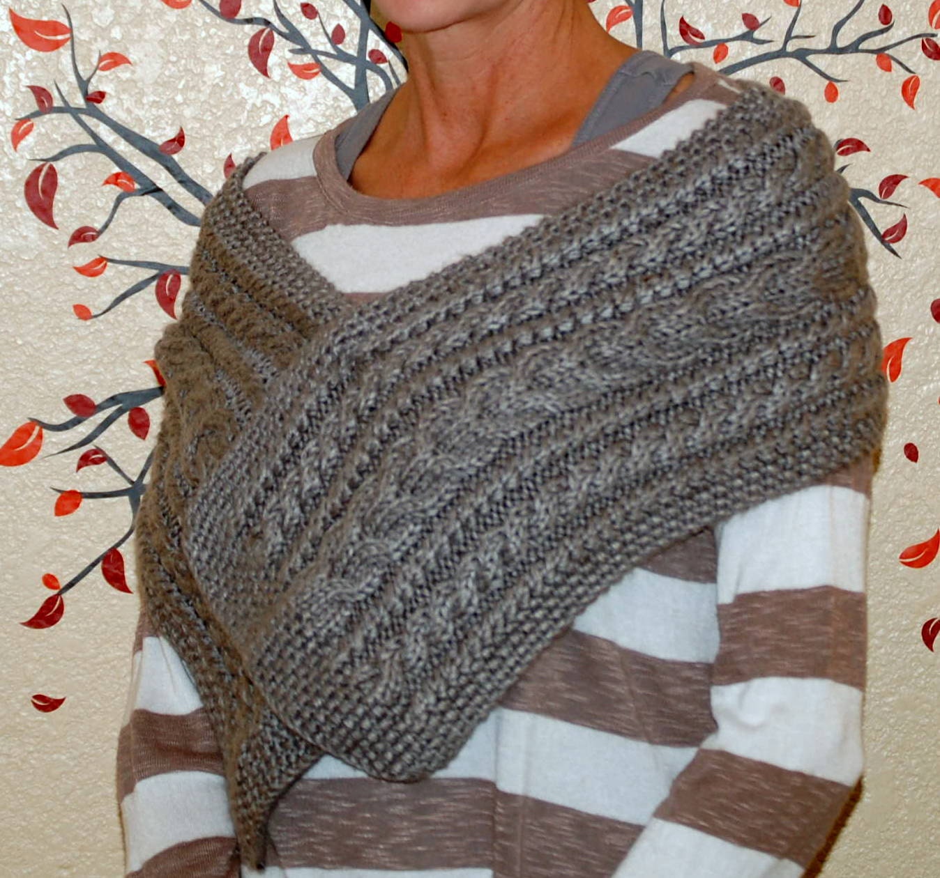 Grey Cable Knit Scarf UNISEX. Warm scarf makes a great GIFT
