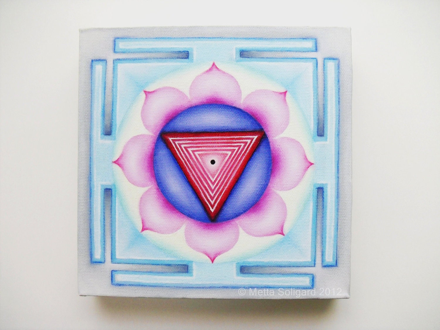 White Tara Yantra, oil painting, spiritual art,  healing art, meditation art, Goddess art, sacred geometry, spiritual decor